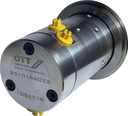 Drehdurchführung 2KA-R-M42X1,5-SR83/14 schräg mit Artikelnummer nach vorne gerichtet mit der Artikelnummer 9510166022 von OTT-JAKOB Spanntechnik